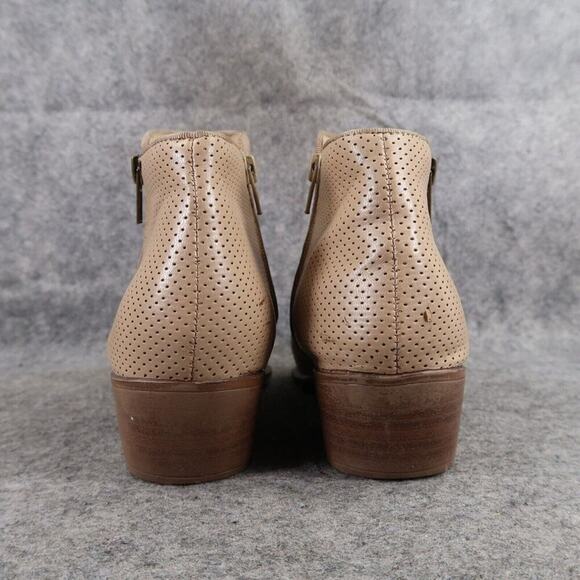 Espirit Shoes Womens 9 Booties Fashion Block Heel Perforated Double Zip Tara Tan - Picture 6 of 15